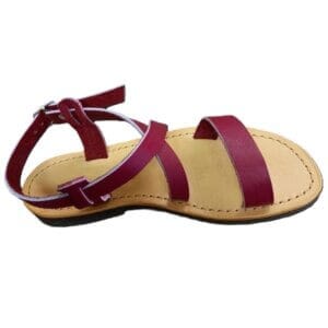 Sandales artisanales femme en cuir bordeaux