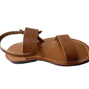 sandales monastiques femme franciscaines lanières larges en cuir marron naturel