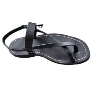 Tongs femme en cuir noires fabriquées en France
