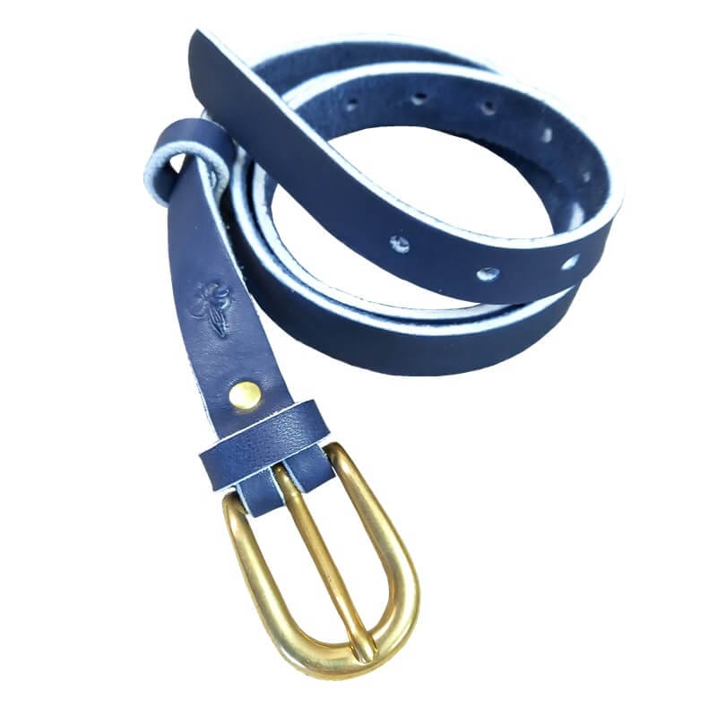 Ceinture cuir bleu