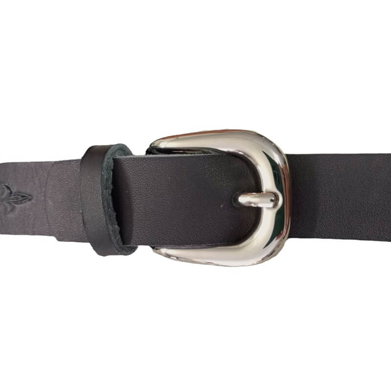 Ceinture cuir boucle laiton 25mm finition argent