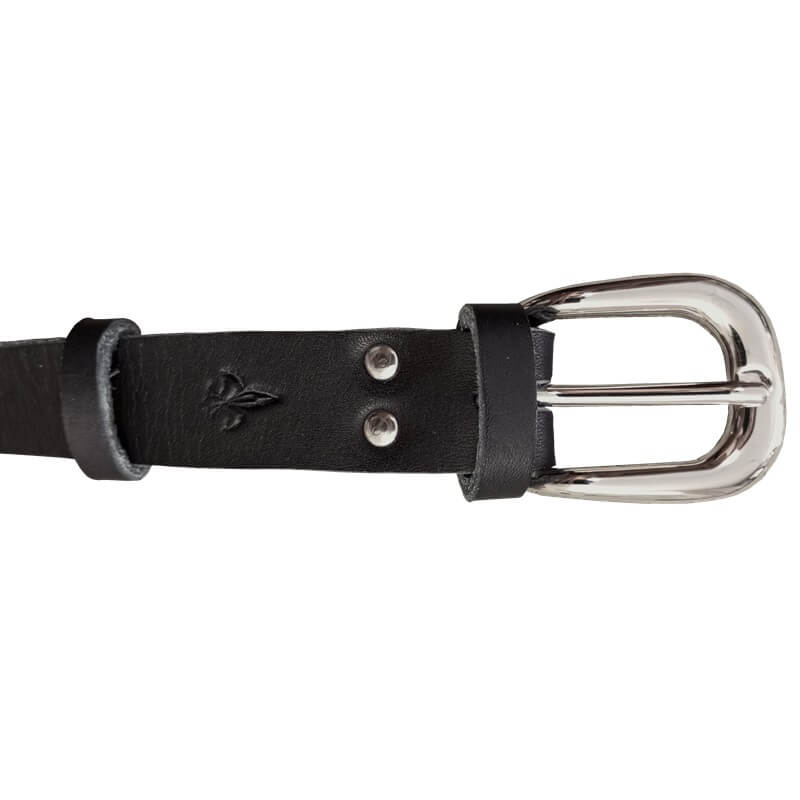 Ceinture 25mm boucle lyre argentée noir
